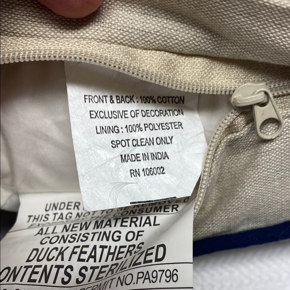 Blue and Cream Striped Accent Pillow - Picture 6 of 11